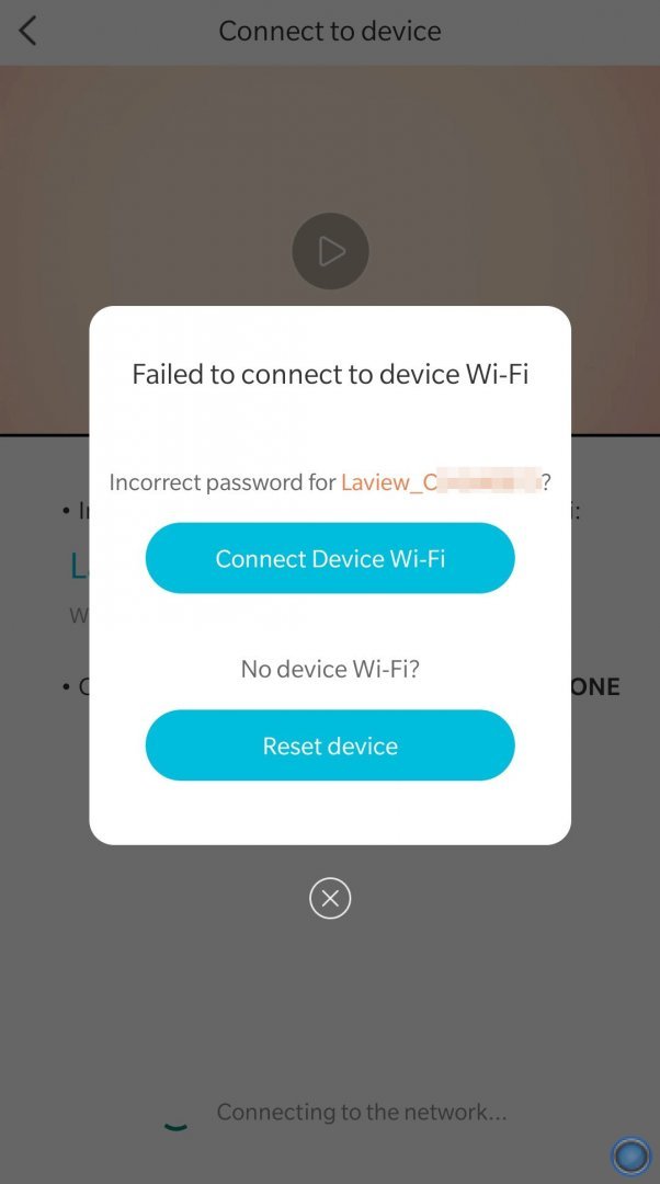 I'm connected, password for device was good, but app still tells me the password isn't.