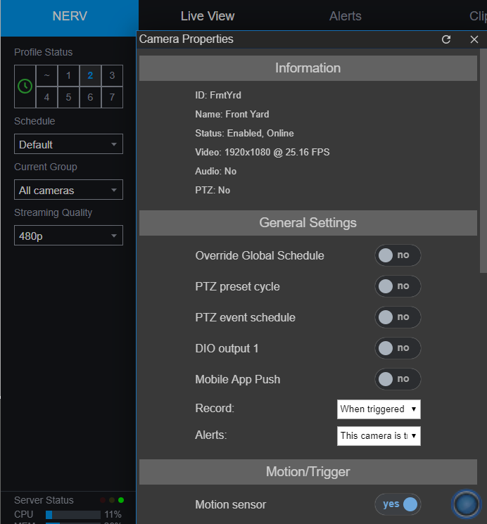 PTZ Settings in UI3