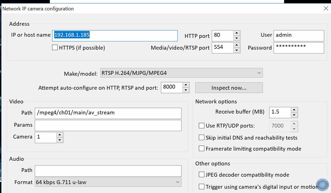 Uniden DB1 Blue Iris Config